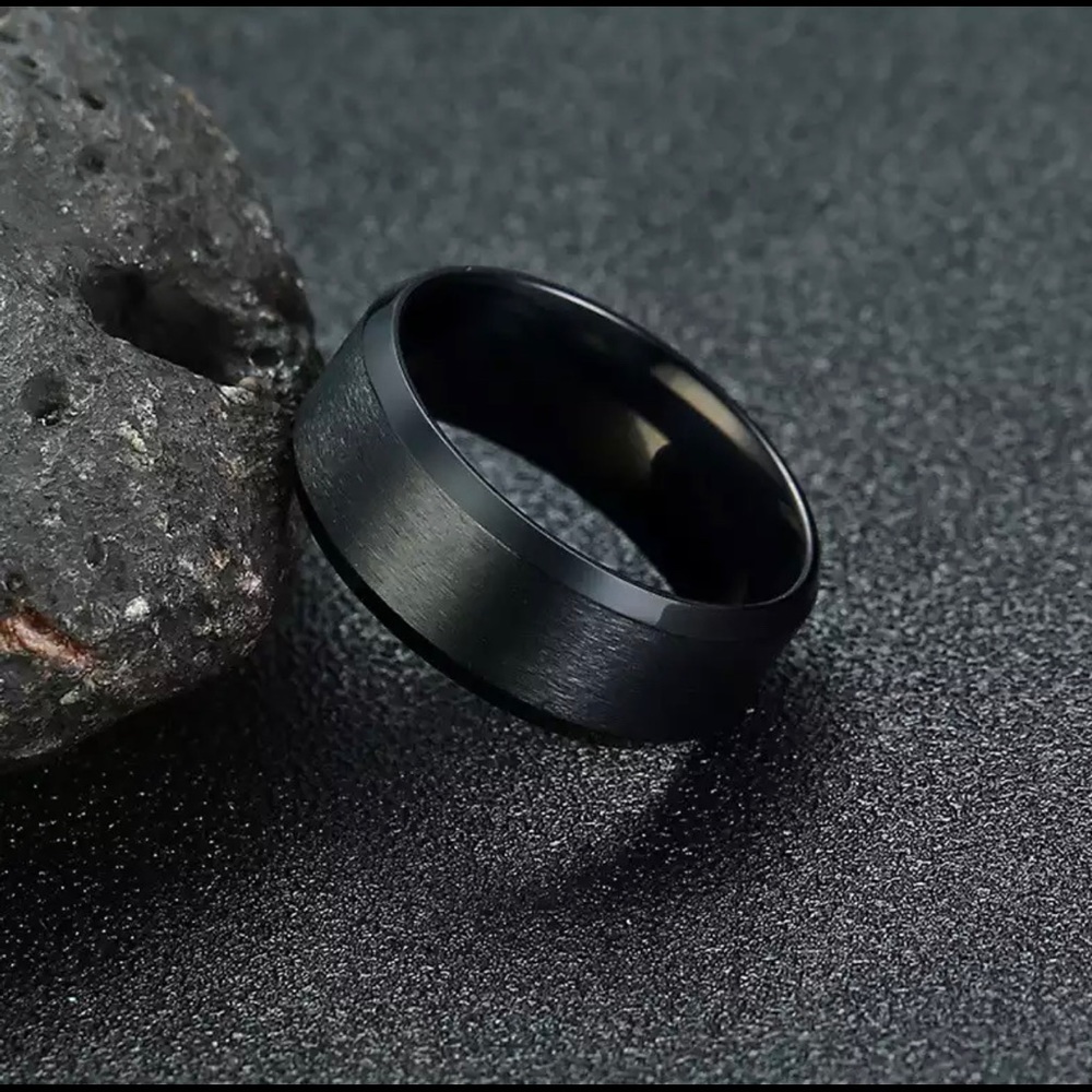 Black STAINLESS STEEL RING GIFT IDEA WEDDING BAND